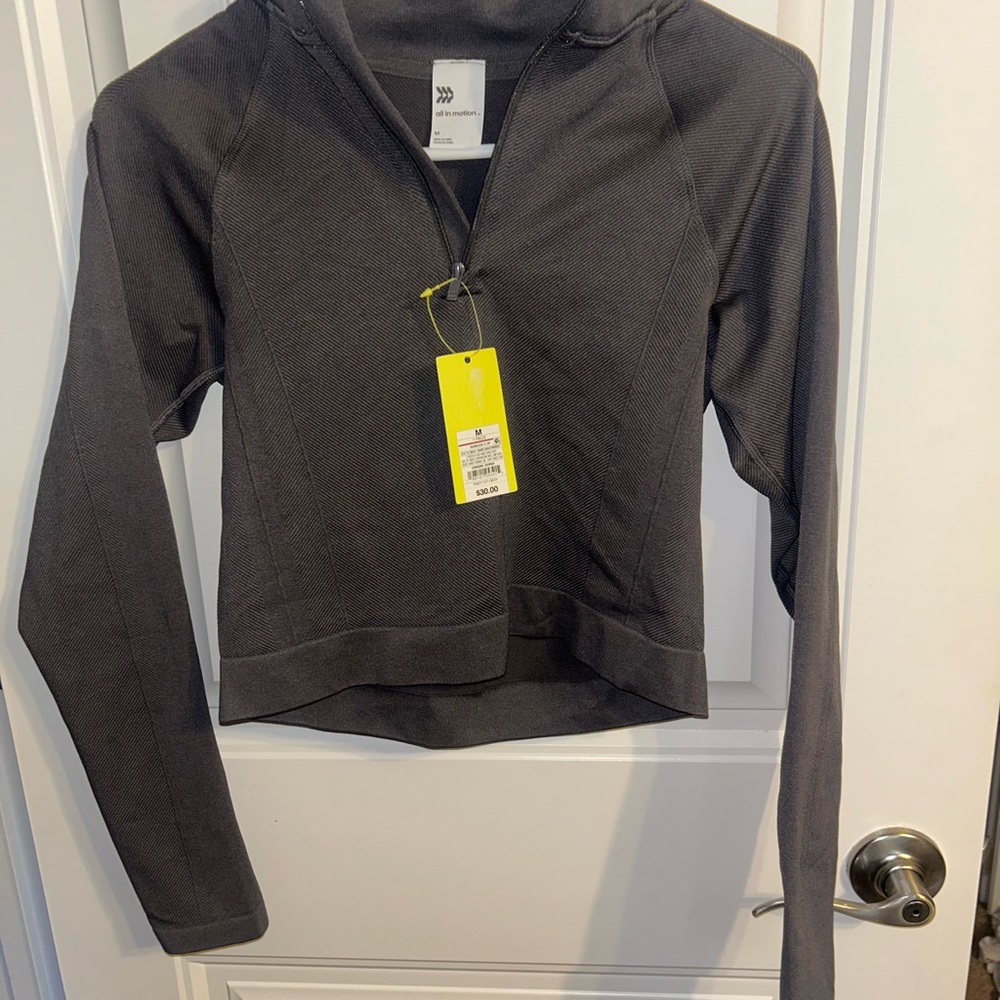All in Motion Brown Crop Fitted Long Sleeve Sweatshirt